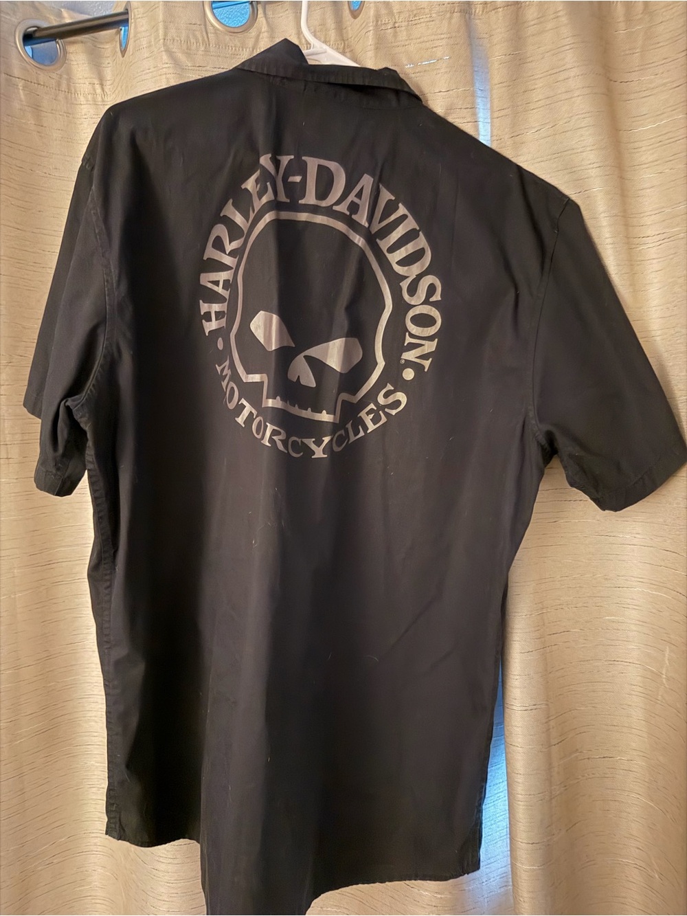 Harley-Davidson Black Short-Sleeve Skull Logo Button-Down Shirt